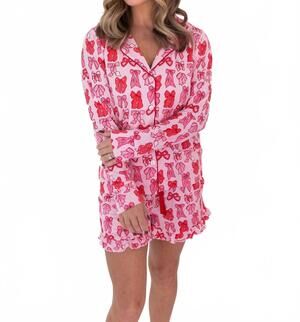NEW IN MY JAMMERS women's long sleeve short set in valentine's bow